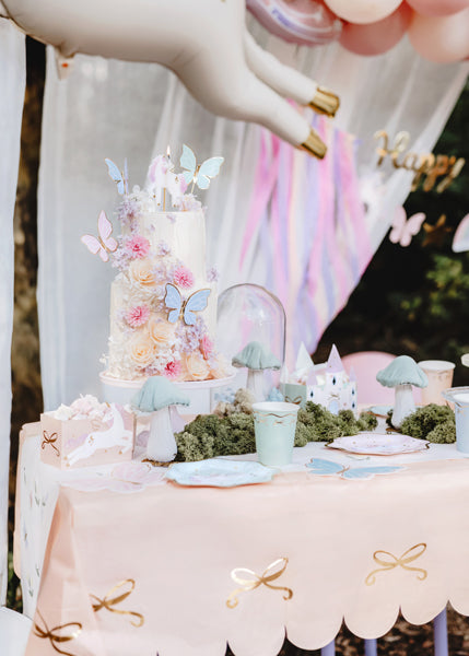 Nappe en papier Bows, rose, 180 x 120 cm