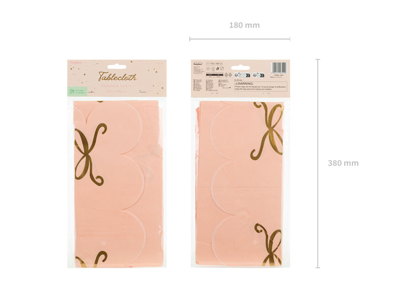 Nappe en papier Bows, rose, 180 x 120 cm