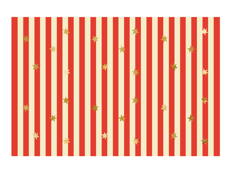 Nappe rayures rouges et étoiles dorées – Cirque