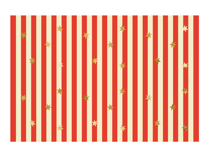 Nappe rayures rouges et étoiles dorées – Cirque