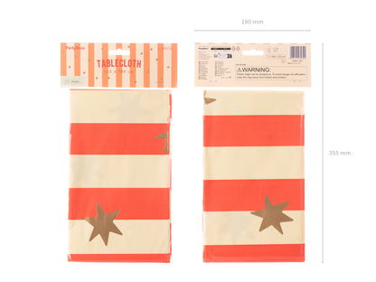 Nappe rayures rouges et étoiles dorées – Cirque