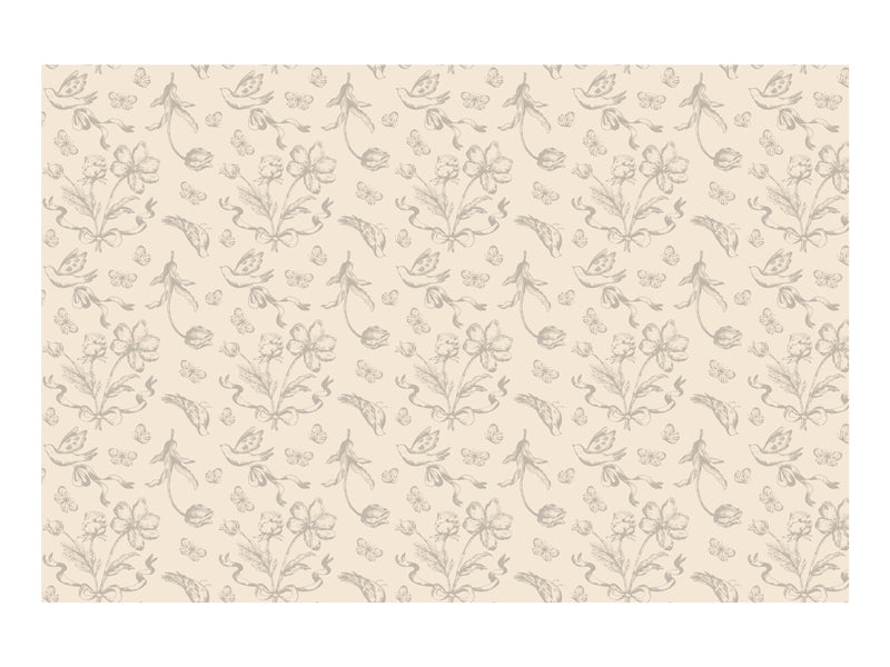 Nappe Fleurs Beige, 180x120 cm