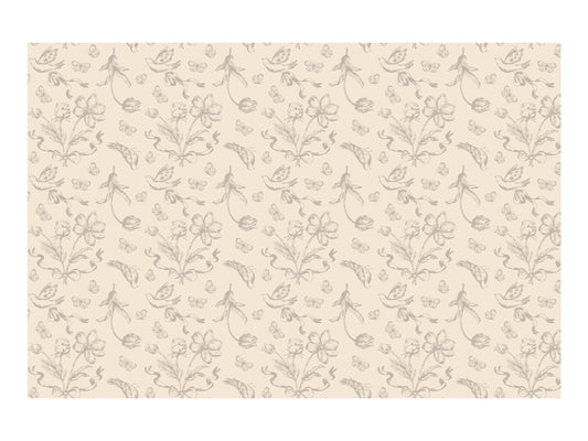 Nappe Fleurs Beige, 180x120 cm