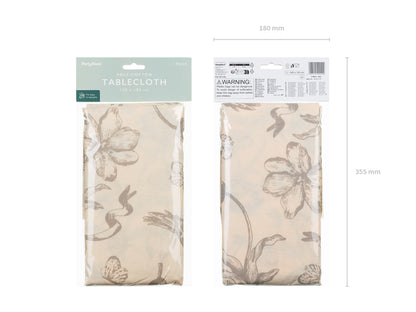 Nappe Fleurs Beige, 180x120 cm