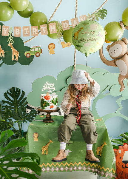 Nappe anniversaire Safari 180 × 120 cm