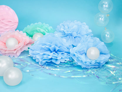 Pompon en papier de soie – bleu ciel – 25cm – Atelier Romy