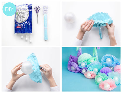 Pompon en papier de soie – bleu ciel – 25cm – Atelier Romy