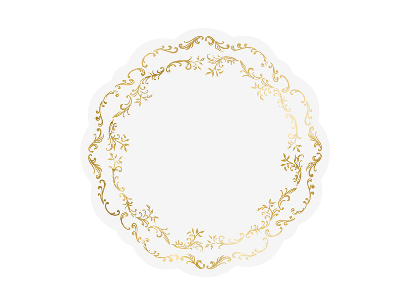 Sets de table blancs à ornements dorés – Lot de 6