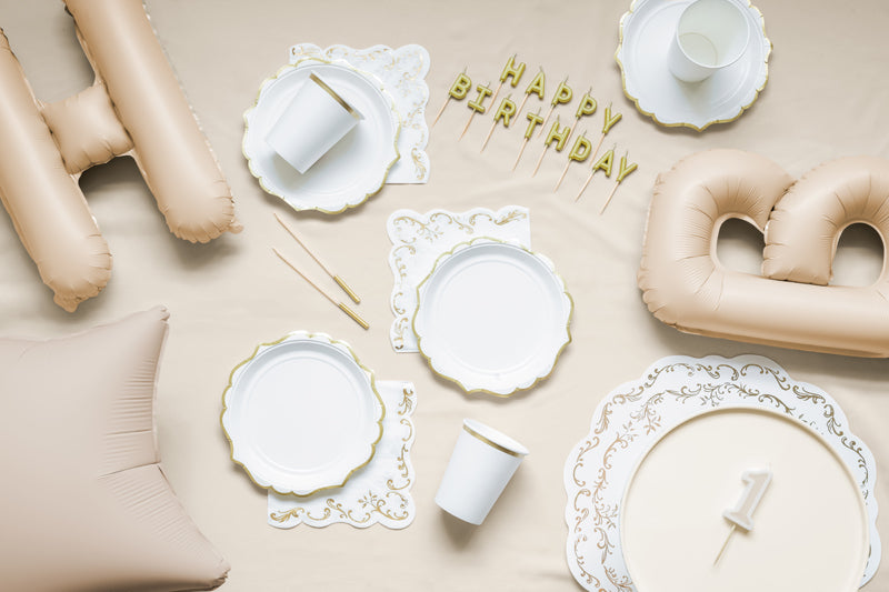 Sets de table blancs à ornements dorés – Lot de 6