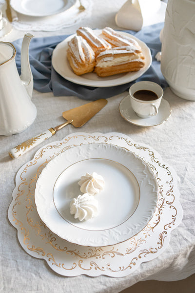 Sets de table blancs à ornements dorés – Lot de 6