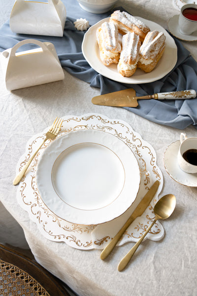 Sets de table blancs à ornements dorés – Lot de 6