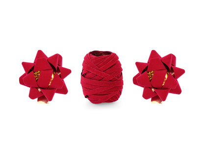 Set de rubans et rosettes en velours, rouge, mix – Lot de 3