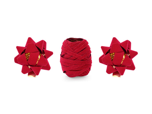 Set de rubans et rosettes en velours, rouge, mix – Lot de 3