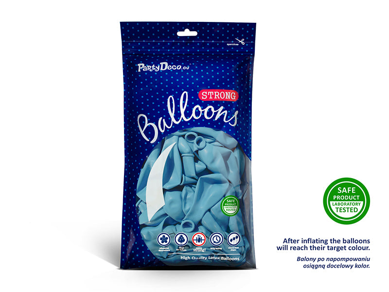Ballons Strong 30 cm, Bleu bébé pastel – lot de 100 pièces