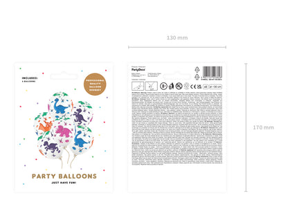 Ballons 30 cm, Dinosaurees, Pastel Blanc pur – lot de 6