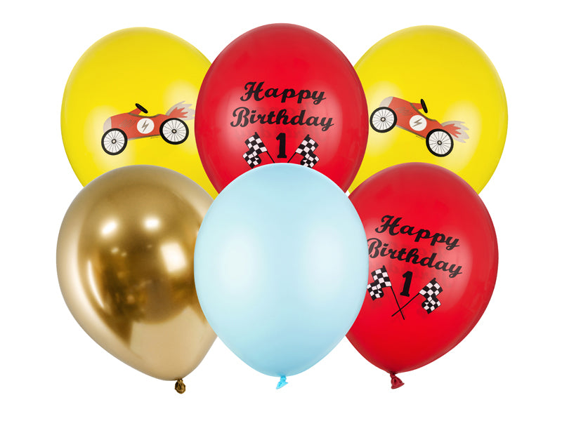 Ballons 30 cm, Happy Birthday, mélange (1 pqt. / 6 pc.)