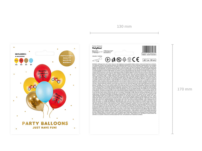 Ballons 30 cm, Happy Birthday, mélange (1 pqt. / 6 pc.)