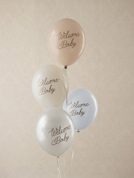 Ballons 30 cm, Welcome Baby, multicolore bleu – lot de 6 pièces