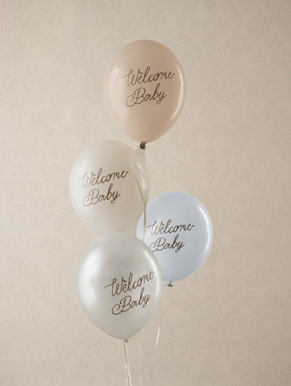Ballons 30 cm, Welcome Baby, multicolore bleu – lot de 6 pièces