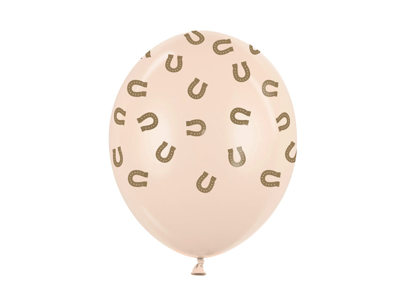 Ballons 30 cm, motif fers à cheval, Pastel Alabaster – lot de 6