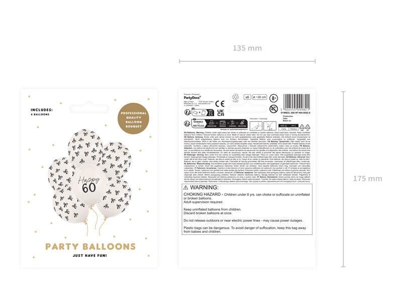 Ballons 30 cm, 60, blanc cassé – lot de 6