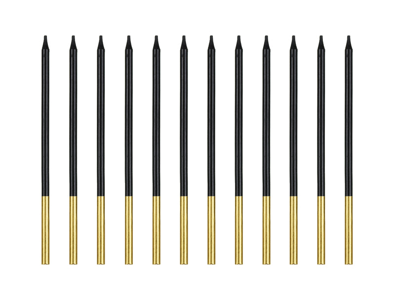 Bougies d'anniversaire, unies, noires, 14cm – lot de 12