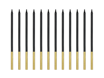 Bougies d'anniversaire, unies, noires, 14cm – lot de 12