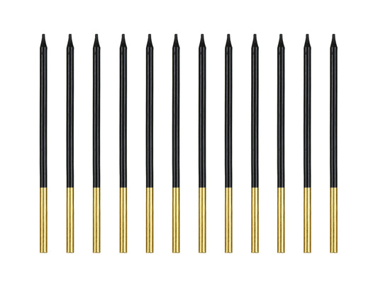 Bougies d'anniversaire, unies, noires, 14cm – lot de 12