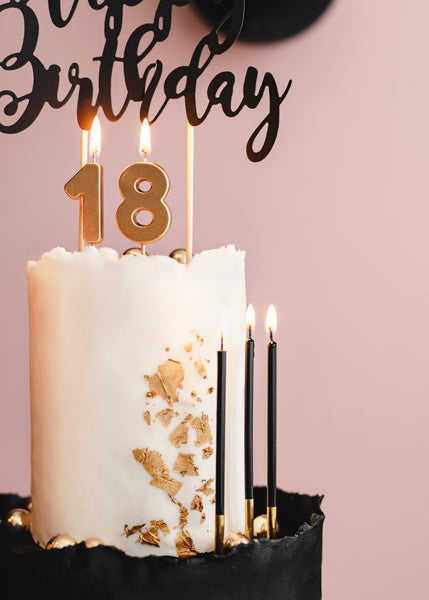 Bougies d'anniversaire, unies, noires, 14cm – lot de 12