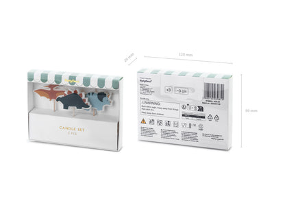 Bougies d'anniversaire Dinosaurees, 3 cm, noir – lot de 3
