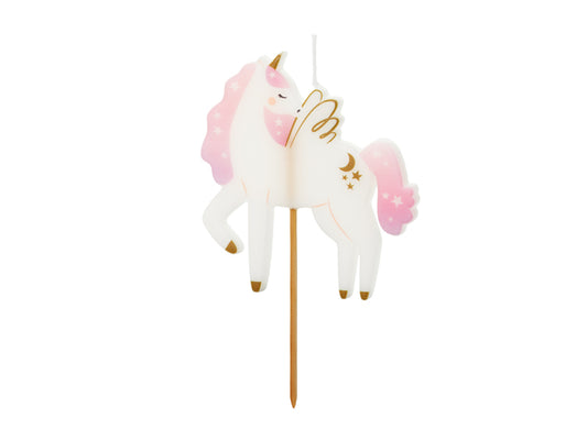 Bougie d'anniversaire Licorne, 9 cm, assortiment