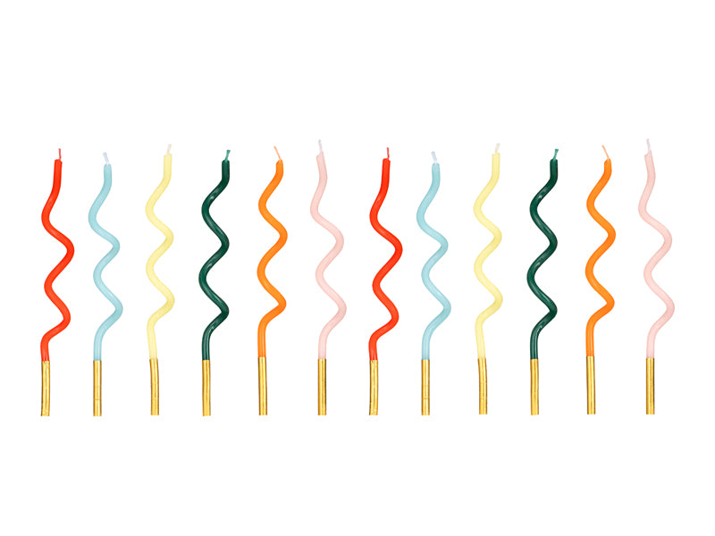 Bougies torsadées arc-en-ciel – Lot de 12