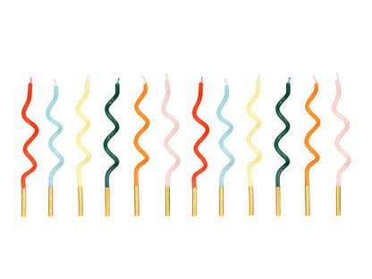 Bougies torsadées arc-en-ciel – Lot de 12