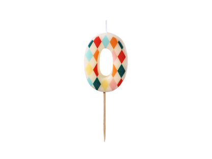 Bougie chiffre 0 à losanges – Anniversaire Cirque