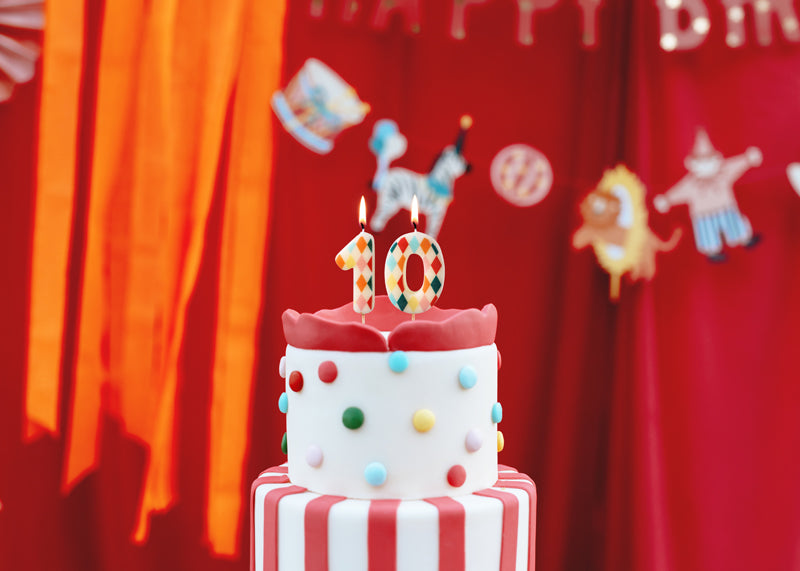 Bougie chiffre 0 à losanges – Anniversaire Cirque
