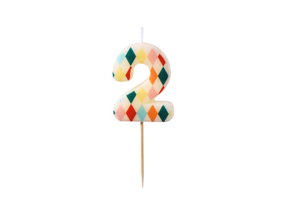 Bougie chiffre 2 à losanges – Anniversaire Cirque