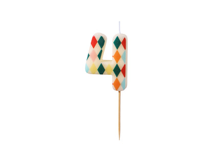 Bougie chiffre 4 à losanges – Anniversaire Cirque