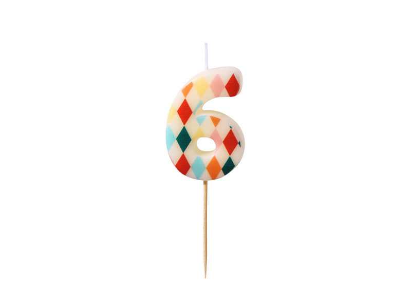 Bougie chiffre 6 à losanges – Anniversaire Cirque