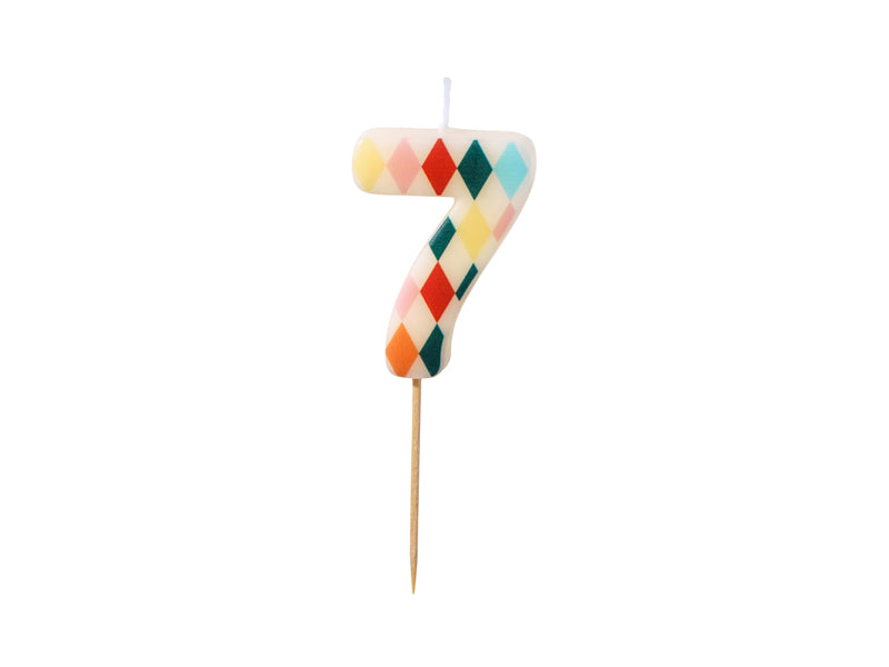 Bougie chiffre 7 à losanges – Anniversaire Cirque