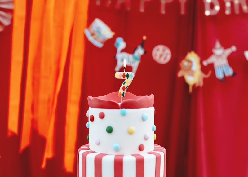 Bougie chiffre 7 à losanges – Anniversaire Cirque
