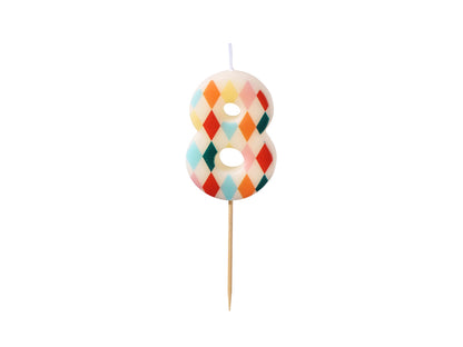 Bougie chiffre 8 à losanges – Anniversaire Cirque