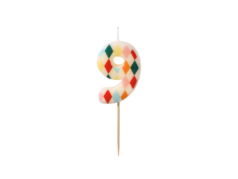 Bougie chiffre 9 à losanges – Anniversaire Cirque