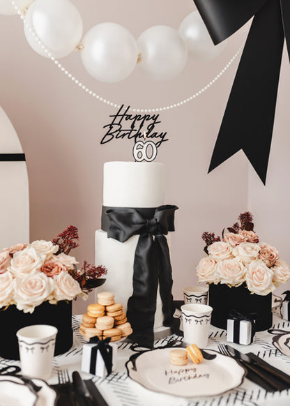 Bougie d'anniversaire numéro 60, 5,5 cm, noir et blanc