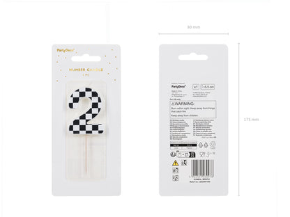 Bougie d'anniversaire Chiffre 2, 5.5 cm, noir