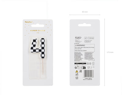 Bougie d'anniversaire Chiffre 4, 5.5 cm, noir