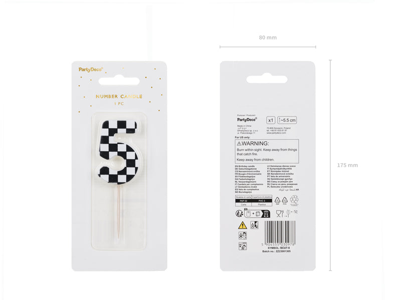 Bougie d'anniversaire Chiffre 5, 5.5 cm, noir