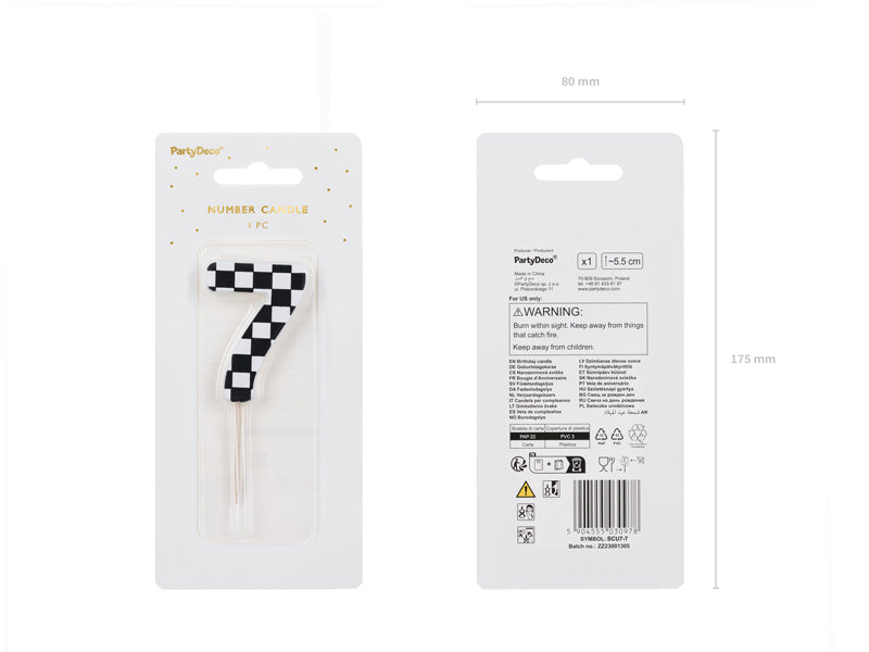 Bougie d'anniversaire Chiffre 7, 5.5 cm, noir