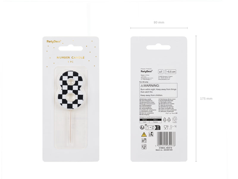 Bougie d'anniversaire Chiffre 8, 5.5 cm, noir