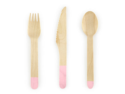 Couverts en bois, rose clair, 16cm – lot de 18 pièces