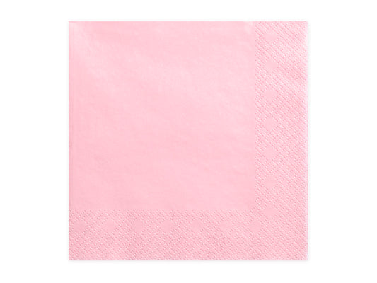 Serviettes 3 couches, rose, 33x33cm – lot de 20 pièces